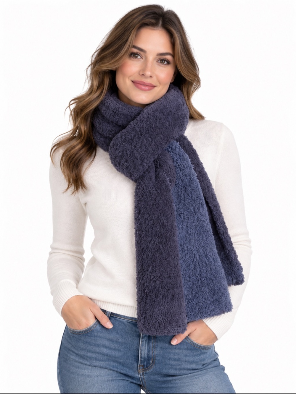 Barefoot Dreams CozyChic Lite Confetti Scarf Deep Sea Blue Indigo OS NWT